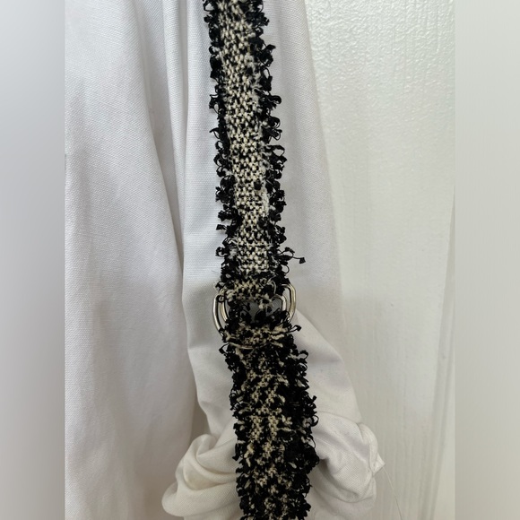 Zara button up blouse with tweed detail, White,Size S - Picture 5 of 8